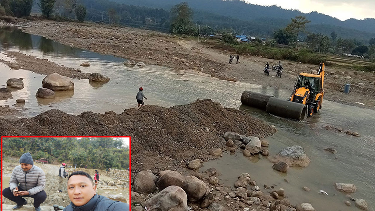 विप्लव नेकपा उदयपुरद्वारा कटारीको बैजनाथ खोलामा अस्थायी सडक र पुल निर्माण